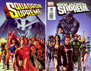 The two incarnations of the Squadron Supreme by Alex Ross (l) and Gary Frank (r). Source: I love comic covers